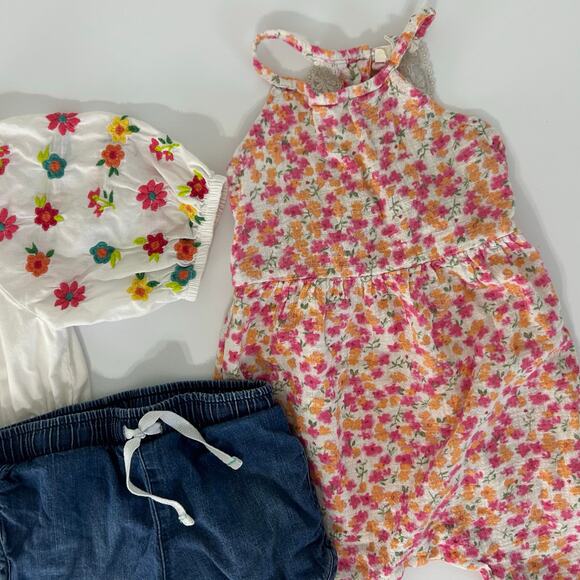 GAP Cat & Jack Dress Shorts Romper 2T 3T Girls Bundle Lot 100% Cotton Floral - Picture 2 of 15